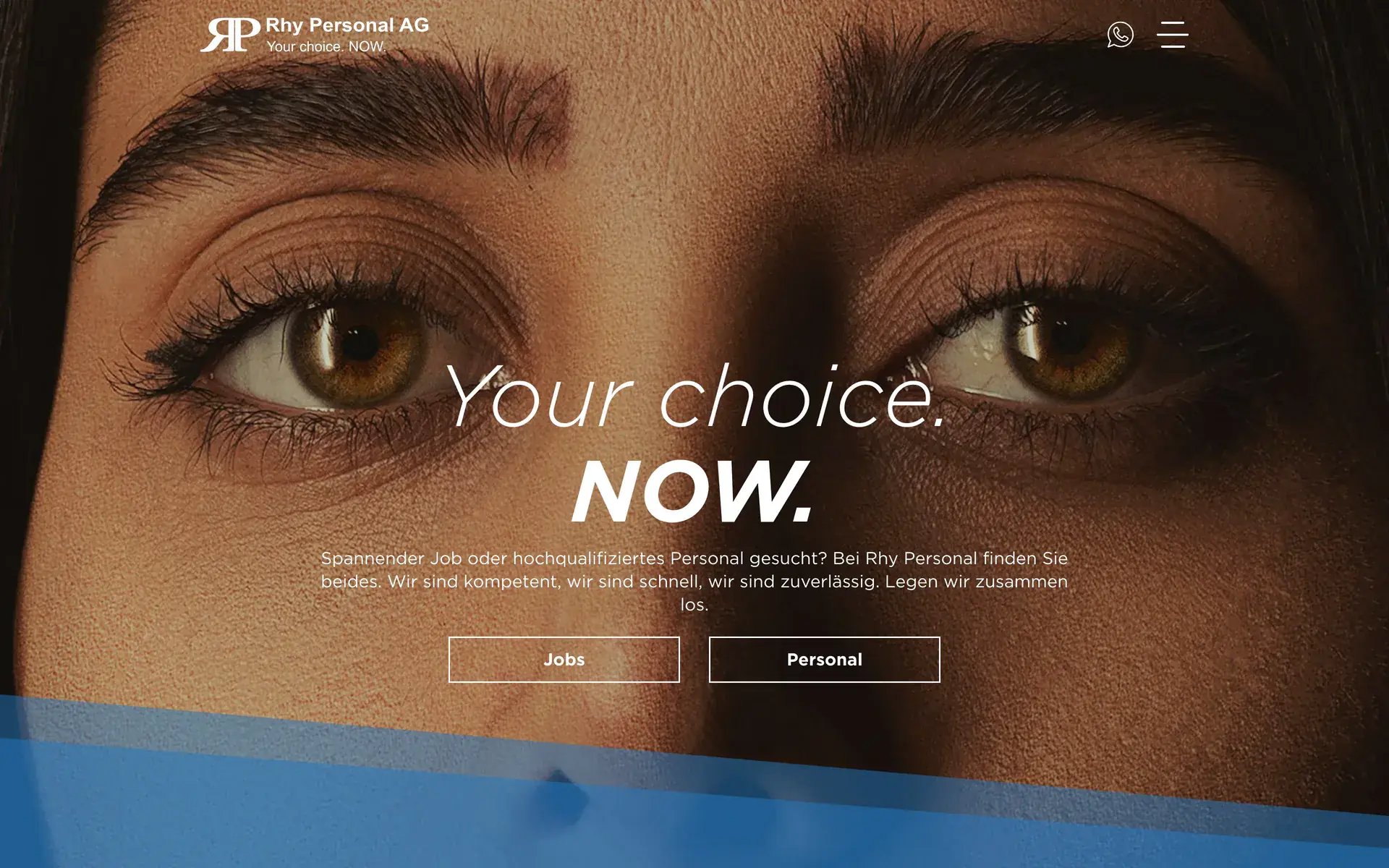 Website von Rhy Personal AG: Startseite am Bildschirm