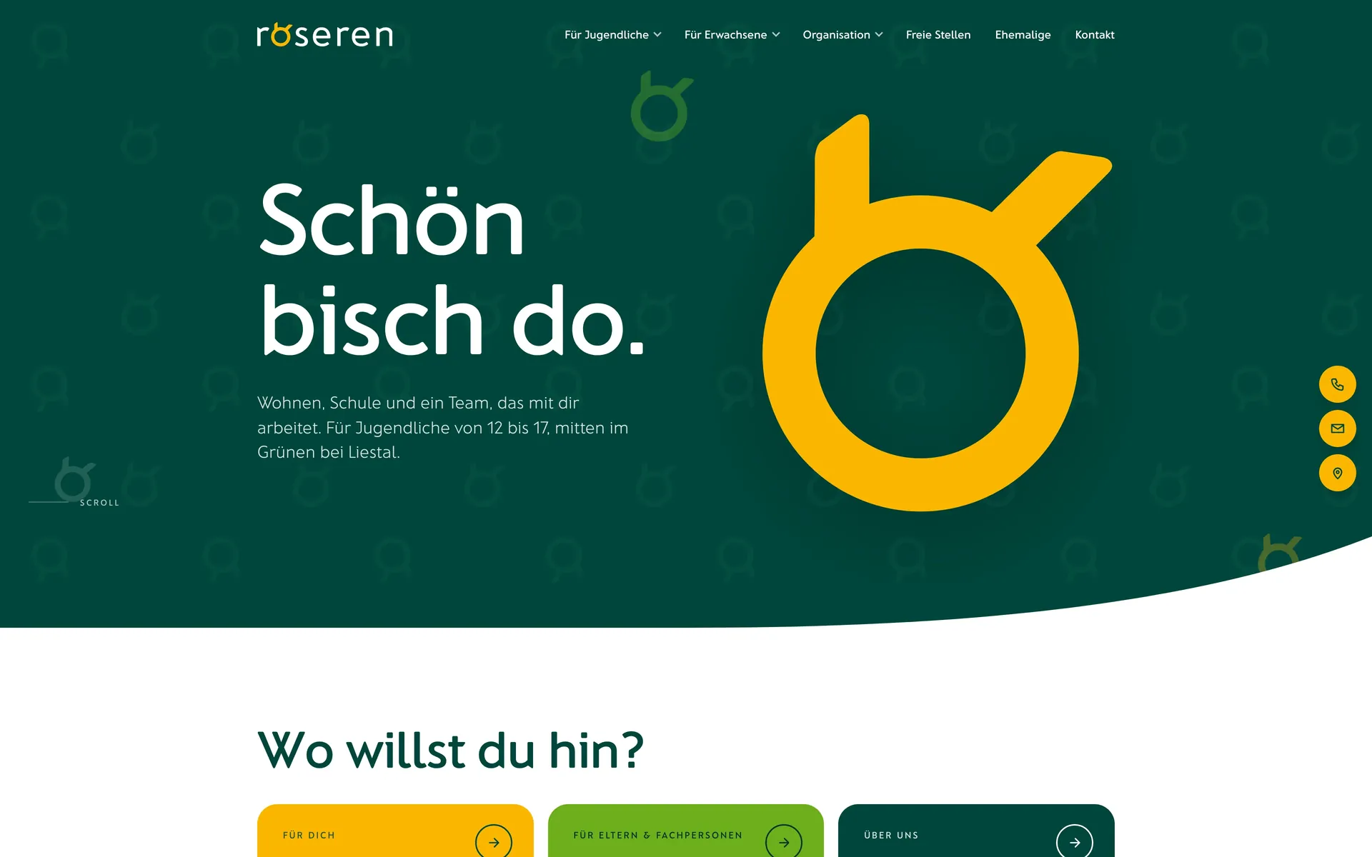 Website of Röseren: Home page on a screen